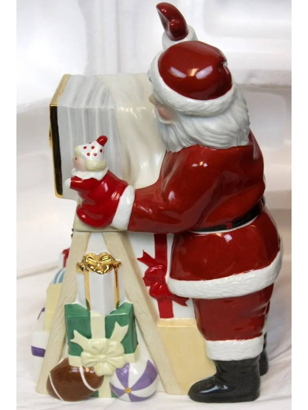 Lenox Santa Holiday Candy Cookie Jar Musical Photo Shot Ceramic Christmas Villag
